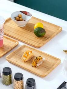 1/2 Pcs Bamboo Wood Tray, Serving Plate, Breakfast Plate, Restaurant Kitchen Tray, Fruit Plate, Coffee Plate, Tea Plate, Snack Plate, Living Room Decor, Suitable For Hotel, Restaurant And Home Use, Can Hold Fruit, Dessert, Snacks, Holiday, Thanksgiving, Christmas, New Year, Outdoor, Beach And Patio Multi-Functional Tray. - Apricot - View 8