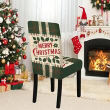 1/4/5/6/7/36pcs Holly Leaf Plaid Pattern Chair Cover/Seat Cushion Set, Suitable For Indoor Home, Restaurant, Hotel, Ideal Choice For Modern Daily Decor. Tablecloth Fits Square Dining Table, Elastic Chair Cover Is Washable. - Multicolor - View 6