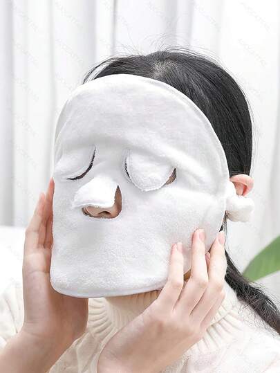 LMMAKE 1 Pc Towel Mask Reusable Face Towel Mask Cold Hot Compress Facial Steamer Moisturizing Beauty Skin Care Spa Towels For Facial Steamer Mask For Women Girls Style, Its Soft Fabric Fits Snugly Around The Face While Leaving Space For Eyes And Mouth.