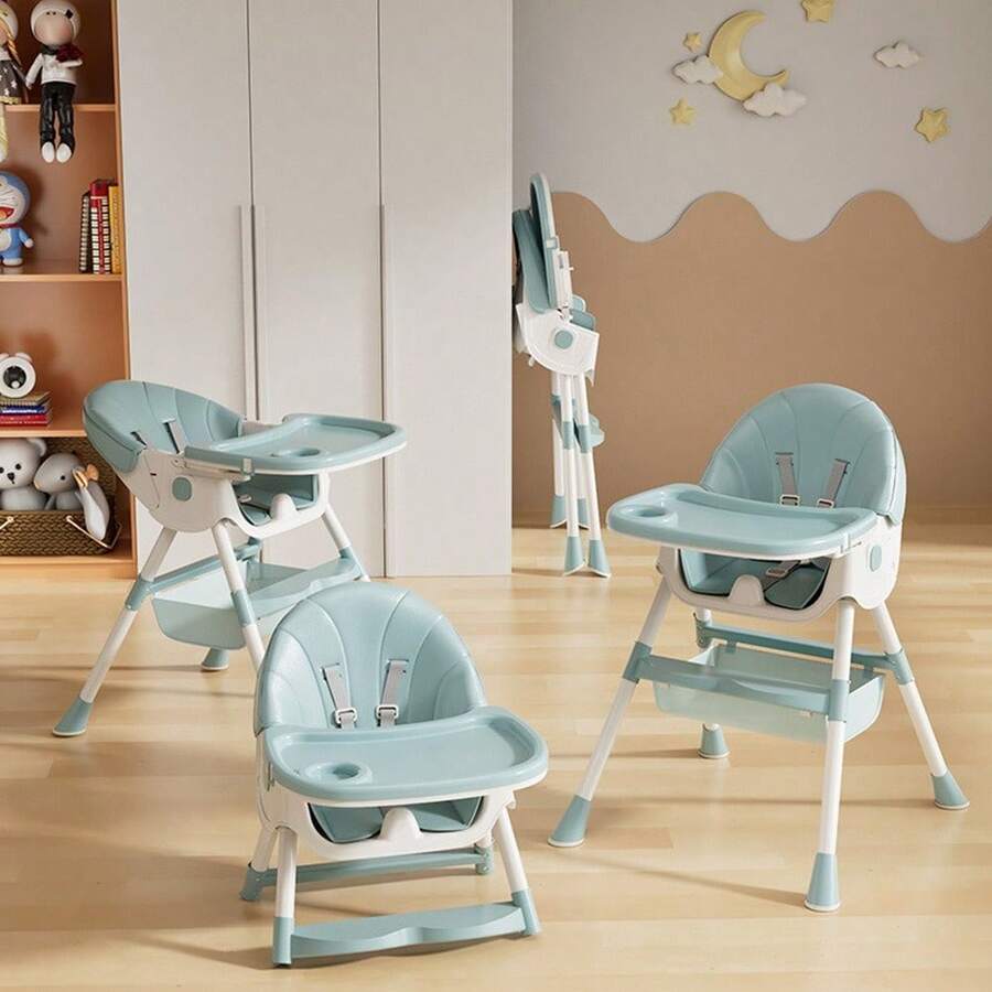 4-in-1 verstellbarer Kinderstuhl, Hochstuhl, klappbar, maximale Tragkraft 50 kg - Grün - Übersicht 1