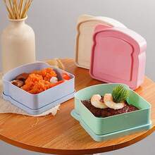 Caixa de Sanduíche, Caixa Bento, Marmita com Tampa em Formato de Torrada e Recipiente de Armazenamento de Alimentos Reutilizável, Micro-ondas e Lava-Louças, Caixa de Sanduíche Reutilizável com Tampa