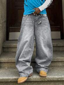 Men's Retro Loose Fit Casual Jeans, Versatile For All Seasons - Grey - View 5