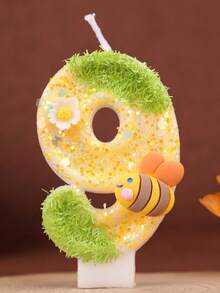 1 Set 0-9 Combination Numeric Candles, Honeybee Candles, Suitable For Birthday Party, Anniversary, Wedding, Baking Cake Decoration - Little Bees Collecting Honey - View 6