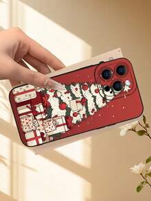 1 pieza Funda de teléfono con tema navideño, con borde elevado para la cámara y protección de bordes de cubierta de TPU, compatible con iPhone 16/15/14/13/12/11 Pro Max, Galaxy S25/S24/S23/S21 y series A54/A53/A52/A34/A15, regalo lindo para amigos, familia, parejas, cumpleaños