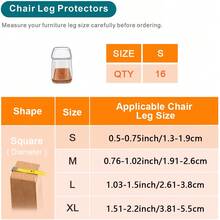 4/16/36 件方形椅腿地板保护垫，硬木地板家具垫，椅腿家具滑块，椅子矩形地板保护垫，硅胶椅腿盖，保护地板和桌腿，防刮降噪（浅棕色） - 淺棕色 - 查看 15