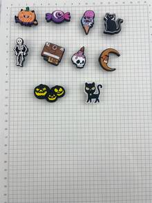 10pcs/Set Cartoon Pattern Charms, Suitable For Halloween Gifts, Personalized Free Combination DIY Decoration, Holiday Gifts