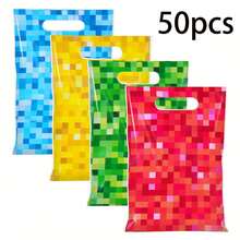 10/20/50 buc Pungi cadou pentru petrecere de ziua de naștere cu tema Pixel, Pungi cadou colorate pentru petrecere Miner Pixel, Pungi de ambalare cadou pentru petrecere de ziua de naștere cu tema Pixel, Decorațiuni pentru petrecere de ziua de naștere cu tema jocuri video - roșu - Vizualizare 8