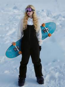 Conquer The Slopes In Style With Our Women's Waterproof Windproof Insulated Ski Pants - 黑色 - 查看 2