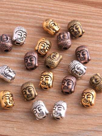 10pcs/Pack 4 Colors 7*7*9mm DIY Alloy Jewelry Beads, Alloy Small Hole Beads Connector, Buddha Beads For Bracelet Making