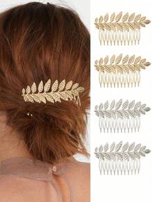 金属叶子发夹，多功能叶子刘海夹，森系发饰爪夹发夹发卡，学习用品 - 金色 - 查看 9