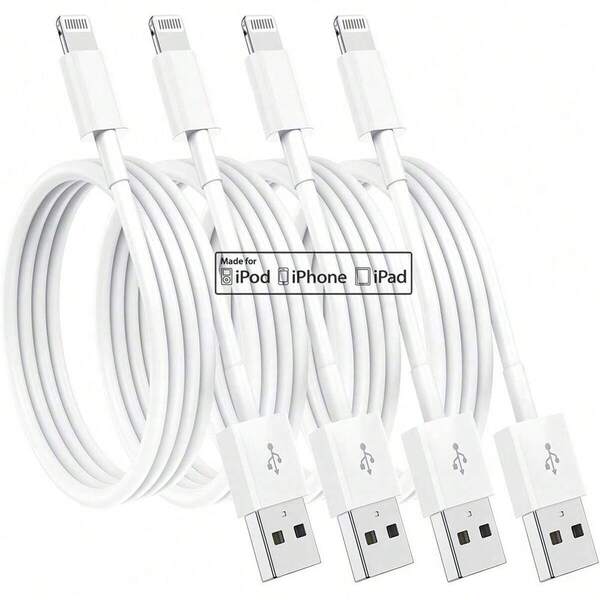 1-4 Packs Apple Charging Cables 3.3ft, Compatible With IPhone Chargers Cable, USB To Lightning Fast Compatible With IPhone Charging Cord Compatible With IPhone 14/13/12/11/11Pro/11Max/ X/XS/XR/XS Max/8/7, Ipad(White) Nan MFi Certified