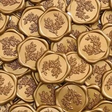 25/50/100 件情侣戒指/心形/玫瑰/桉树图案真蜡封贴纸自粘式婚礼请柬信封封口贴纸用于装饰婚礼请柬、礼物 - 均碼 - 查看 3