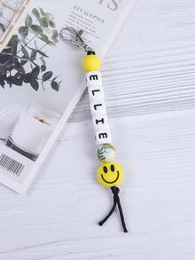 定制可爱笑脸、小动物、硅胶印花珠子、英文字母串珠钥匙扣、定制名字、定制礼物、定制钥匙扣、定制包包挂饰 - 表情+字母 - 查看 14