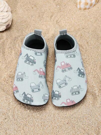 1 Pair Unisex Cartoon Cute Dinosaur, Hedgehog, Truck Print Casual Comfortable Fashion Water Shoes For Swimming, Spring/Summer