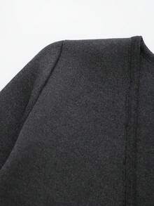 V-Neck Solid Color Casual Knit Sweater With Metal Buttons, Suitable For Spring/Autumn/Winter - Dark Grey - View 3