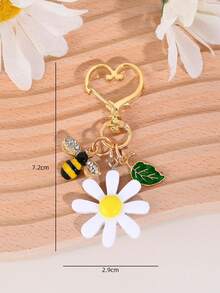 1 Stück Urlaubsstil süßer Blumen- & Bienen-Anhänger Schlüsselanhänger, Tasche/Auto Schlüssel Dekoration, geeignet als Geschenk für Familie, Freunde, Studenten zu Geburtstag/Feiertagen, Taschenzubehör Schlüsselbänder mit ID-Halter, Autoschmuck, Taschenanhänger, Weihnachtsgeschenk, Lehrer, Schwester