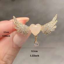 1 Piece Of Winged Eye Stone Ladies Brooch With Elegant Heart-Shaped Golden Wings And Sparkling Embellishments, Multifunctional Jacket, Sweater, And Dress Accessory, Exclusive Jewelry For Valentine's Day, Mother's Day, Birthdays, And Anniversaries, Ex