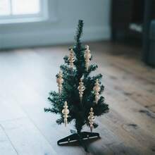 Set de 16 adornos navideños para árbol de Navidad: bolas brillantes con forma de calabaza para decorar casas de campo y fiestas navideñas. - Dorado - Ver 1