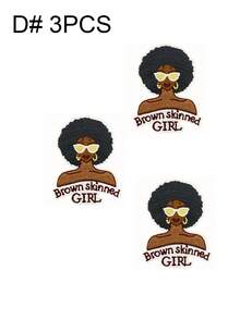 1 Set de 3/8 piezas Parches bordados de la serie de niñas negras lindas, parches de poliéster de moda lindos, apliques para coser o planchar en ropa, accesorios, mochilas, vaqueros, chaquetas, camisetas, sombreros, vestidos, etc.