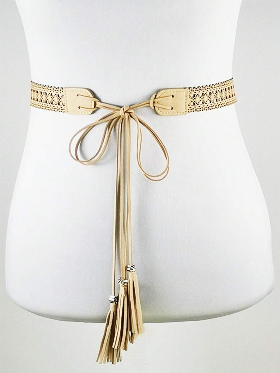 Bohemian Style Khaki Color Tassel Belt For Women Summer, School Fall, Autumn, Halloween - Khaki - View 1