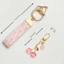 1 件优雅花卉印花 PU 皮革钥匙扣，带防锈锌合金环和装饰字母饰物 - 时尚女士配饰，适用于汽车钥匙、房屋钥匙和礼物、汽车钥匙链、时尚钥匙扣、耐用钥匙扣 - 彩色 - 查看 6