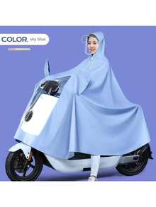 1 قطعة معطف مطر للدراجة الكهربائية، معطف مطر للدراجة الخارجية للرجال والنساء، معطف مطر للدراجة النارية مكبر وأوسع، معطف مطر سميك للبالغين، معدات مطر للدراجة الكهربائية، مرئي من الأمام، مع غطاء مرآة الرؤية الخلفية