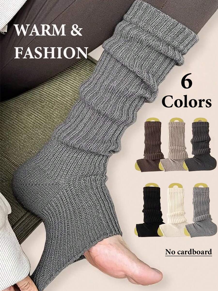 1 Pair Vertical Striped Knit Leg Warmers, Personalized Subculture Y2K Style