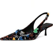 Women's Pointed Toe Slingback Heels Metal Buckle Ankle Strap Kitten Low Heel Pumps 2 Inch Stylish Retro Women Shoes-20256688 - 專利塗鴉 - 查看 1