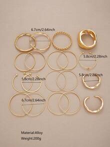 3-19 piezas Conjunto de brazaletes anchos de metal geométricos asimétricos exagerados de moda, adecuados para mujeres, unisex, parejas, uso diario, citas, bodas, fiestas, regalos de cumpleaños para amigos, novias, madres