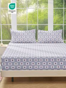 1 Sábana ajustable, Ropa de cama, Sábana ajustable, Protector de colchón, Protector de colchón suave y cómodo para la piel, Sábana ajustable para el Día de San Valentín, Sábana plana con estampado de flores de dibujos animados, Juego de ropa de cama con estampado de flores azules, Decoración del hogar, Sábana ajustable para cama individual, doble, king, queen, Regalos de ropa de cama, Lavable a máquina, Sofá