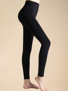 YXY 200克女士黑色保暖内衬紧身裤，保暖舒适，百搭通勤七分裤，适合秋冬季节穿着，舒适保暖 - 黑色 - 查看 4