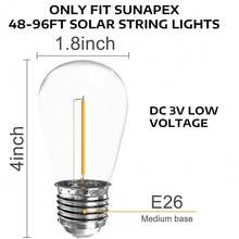 S14 LED Replacement Bulbs ONLY Compatiable 48-96 FT Solar String Lights, DC 3V Low Voltage 2700K Warm White Weatherproof E26 Screw Base Non-Dimmable-496052 - 彩色 - 查看 3