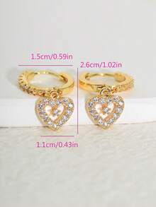 1 Pair Elegant 18K Zirconia Gold Plated Snowflake Heart Earrings, Suitable For Women's Daily, Festival, Party, Travel Wear And Christmas Gift