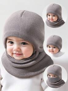 1pc Unisex Black Beanie Hat For Toddler, Double Pom-Pom Beanie Kids & Baby, Y2k Style, Newborn Knitted Hat For Outdoor, Warm Winter Cap Suitable For Daily Commute - Multicolor - View 2