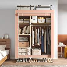 Portable Metal Hanging Clothes Closet With 5 Shelves, Pink, Strong And Sturdy, 41. 34x17. 72x66. 93 Inches