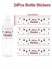 10/24Pcs Merry Christmas Water Bottle Stickers,Christmas Ball Water Bottle Packaging Label Stickers, Waterproof Stickers For Christmas Party Bottle Wrap Gift Stickers,Christmas Party Decor,Bottles Envelopes Gifts Tags Crafts,Christmas Decor,Festive Birthday Party Decoration Supplies,Christmas Gift,Party Favor