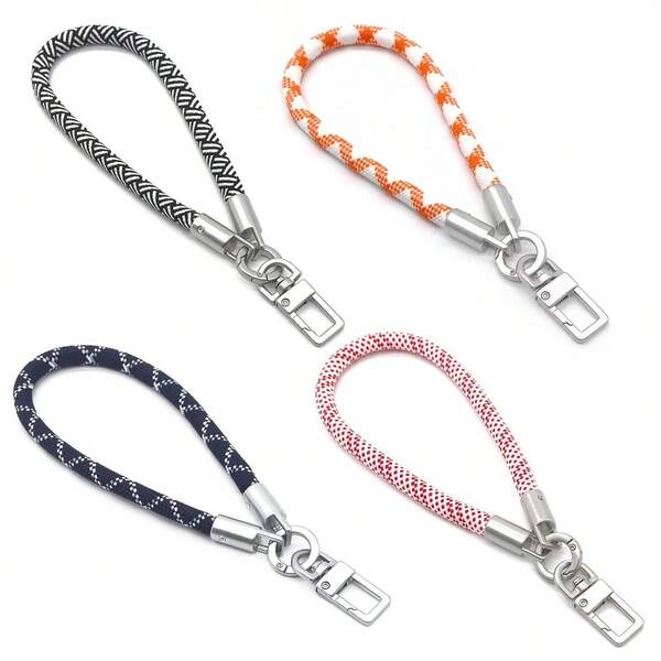 Casual Color Braided Rope Key Ring Mobile Phone Hand Rope Lanyard Patch Clip Anti-Lost Christmas Gift Ideas Bag Accessories Lanyards With Id Holder Car Accessories Bag Charms