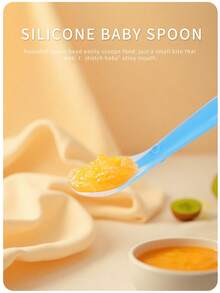 KUNT 1/2pcs Colorful Baby Smiling Face Silicone Feeding Spoon, Soft Tip Training Spoon With Long Handle - Multicolor - View 11