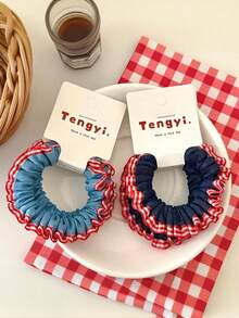 8个/套格纹撞色发圈，打造清新甜美造型，巧妙融合经典格纹图案，红蓝配色活力四射，为整体造型增添层次感和视觉亮点，轻松搭配各种服饰——适合女性和女孩，无论是高马尾、低发髻，还是简单的披散发丝，这些发圈都能轻松应对，是日常造型和头发护理的实用小物。马尾发圈、发圈、橡皮筋、发绳、发带、头饰、运动健身跑步服饰、美容家居发饰 - 彩色 - 查看 3