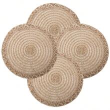 4 Stücke/6 Stücke/8 Stücke handgewebte Stroh Tischsets, geeignet für Hochzeit, Party, Schutz des Esstisches, künstlerisch, Garten, Restaurant, Heimdekoration, Outdoor, Restauranteröffnung, minimalistisch & modisch, Feiertagsfeier, tägliches Geschirr, Vase Pad, hitzebeständig, verbrühsicher, schmutzabweisend, Party Dekoration, Tischanordnung Zuhause, Bohemien Stil, Frühling/Sommer/Herbst/Winter, Küchen Geschirr, Geburtstags Party, Hochzeit, Feiertagsgeschenk, Untersetzer