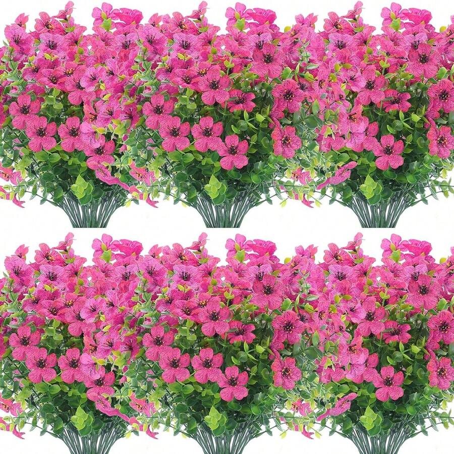 1/3/8/80 Mazzi di Fiori Artificiali per Esterni/Interni, Giardini, Verande, Fioriere per Davanzali, Casa, Matrimoni, Stile Fattoria, Piante di Fiori Finti, Fiori Artificiali da Esterno, Durevoli e Non Sbiadenti, Fiori di Plastica Finti, Piante Finte, per Decorazione, Vasi Appesi, Decorazione Floreale per Casa e Cucina, Decorazione per il Ringraziamento, Ognissanti, Autunno - Fucsia - Visualizzare 1