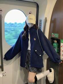 新款秋冬韩版宽松休闲修身长袖毛绒泰迪熊女外套