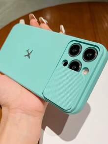 Ốp lưng điện thoại chống rơi hình máy bay bằng kim loại thời trang mới, tương thích với iPhone 11/12/13/14/15/16 Pro Max - Màu xanh ngọc - Xem 3