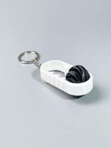 1pc Stress Relief Finger Spinner Spiral Fidget Toy Keychain, Dual-Color Swirl Design - Multicolor - View 10