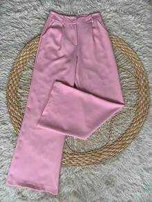 Zero Sleeve Asymmetrical Crepe One Shoulder Pantaloon Set - Màu Hồng baby - Xem 5