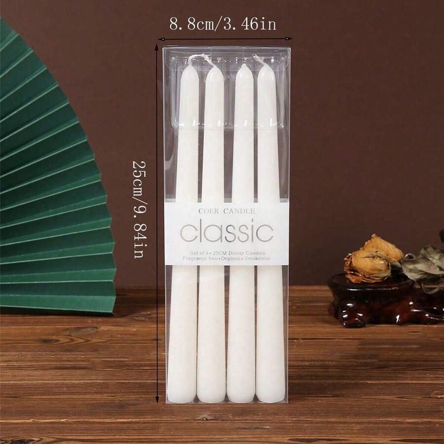 12pcs/4pcs Home Emergency Red & White Candles, Classic Romantic Candlelight Dinner, Smokeless Long Stem Candle Holders, Party, Christmas, Halloween - Multicolor - View 1