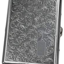 1pc Lucky Paulownia Leaf Cigarette Case, Vintage Carved Creative Flip-Top Metal Cigarette Box, Victorian Style Metal Cigarette Holder, Business Cigarette Case Gift For Men - Silver - View 4