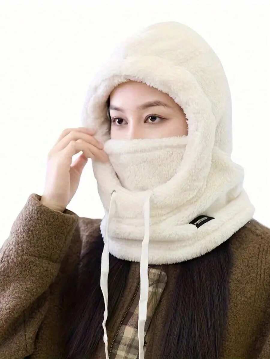 1 件 2025 新款秋冬保暖毛绒男女通用帽子，遮脸防风耳暖多功能头带帽 - 彩色 - 查看 1