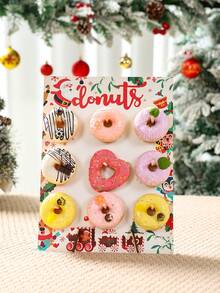 1 set de 9 trous Présentoir à donuts thème Noël, Support de décoration de Noël, Design de Père Noël, pain d'épices, train, Présentoirs alimentaires, Accessoires de décoration de desDIYi-même, Supports de décoration de gâteaux, Cadeau de Noël, Joyeux Noël, Support de cuisine de Noël, Support de gâteau pour thé gourmand d'extérieur, Fournitures pour fête de Noël, Décoration d'intérieur, Décoration de Noël, Ornements de Noël