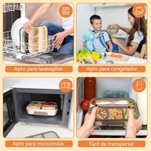 Lonchera de Capybara para Niño,Bento Lunch Box 36 Piezas, Fiambrera para Niña Preescolar Portátil A Prueba de Fugas con 4 Compartimentos, Bolsa y Cubiertos, Microondas - 1 - Ver 6